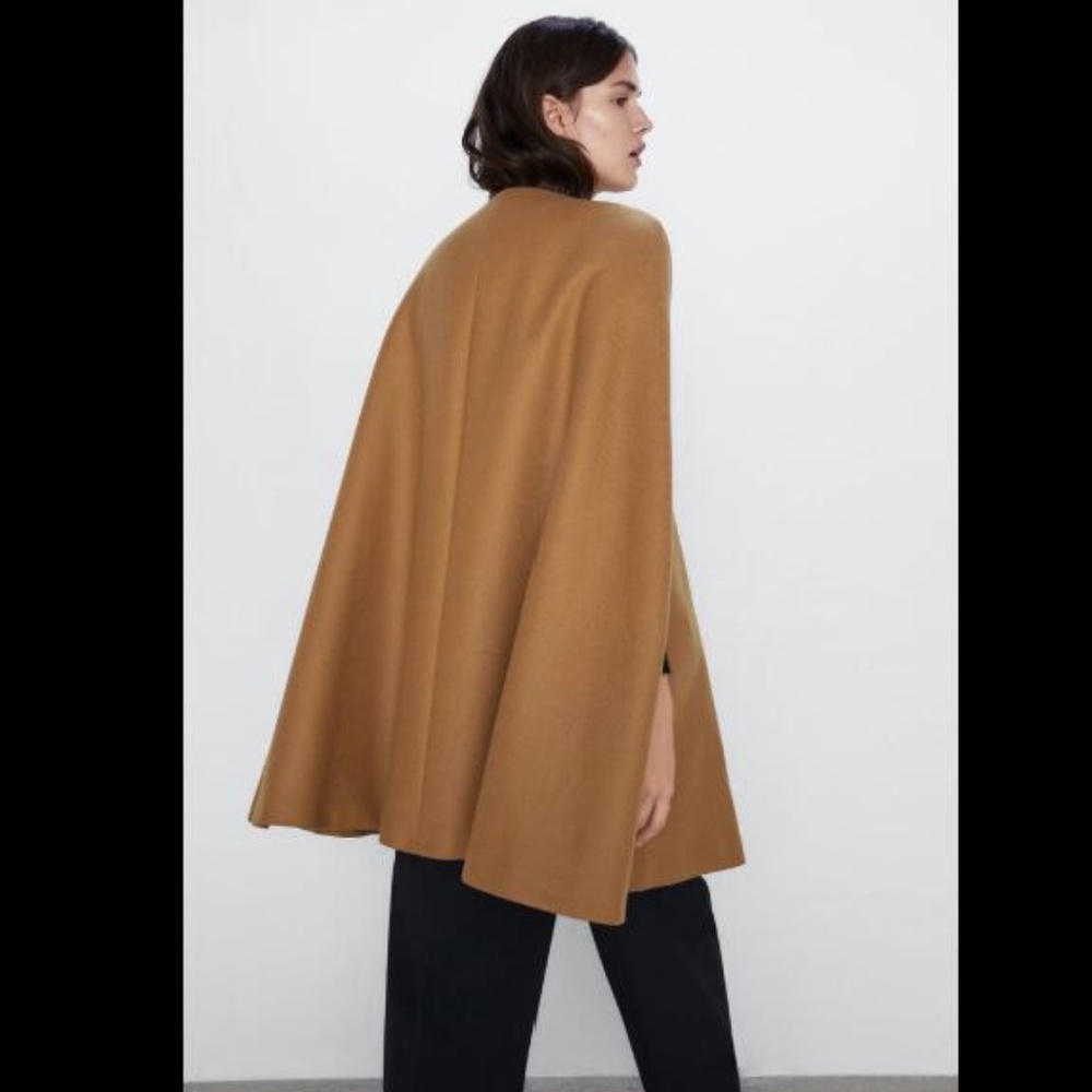 Zara Tan Cape Coat - Picture 7 of 10